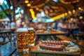 A Festive Feast Beer and Hot Dog Delight Royalty Free Stock Photo