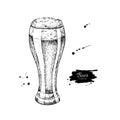 Glass of beer sketch style vector illustration.