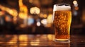 Glass of beer on the table closeup. German beer festival, Oktoberfest, Munich Royalty Free Stock Photo