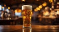 Glass of beer on the table closeup. German beer festival, Oktoberfest, Munich Royalty Free Stock Photo