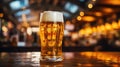 Glass of beer on the table closeup. German beer festival, Oktoberfest, Munich Royalty Free Stock Photo