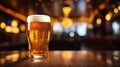 Glass of beer on the table closeup. German beer festival, Oktoberfest, Munich Royalty Free Stock Photo