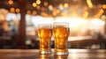 Glass of beer on the table closeup. German beer festival, Oktoberfest, Munich Royalty Free Stock Photo