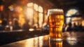 Glass of beer on the table closeup. German beer festival, Oktoberfest, Munich Royalty Free Stock Photo