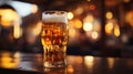 Glass of beer on the table closeup. German beer festival, Oktoberfest, Munich Royalty Free Stock Photo