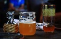 Glass of beer on the table, relax time, restaurant bar, food and beverages, objects still-life, alcohol drinks Royalty Free Stock Photo