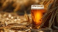 Glass of Beer on Wheat Field, Iconic Refreshment Symbolized by the Harmony of Nature