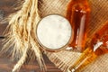 Glass beer on wood background. Close up. Royalty Free Stock Photo