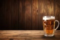 Glass beer on wood background with copy space Royalty Free Stock Photo
