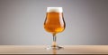 glass of beer on a wooden table, isolated on gray background. light ale. empty space for text Royalty Free Stock Photo