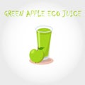 Glass bio fresh green apple juice. Vector illustration. Text title. Royalty Free Stock Photo