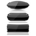 Glass black buttons. 3d web icons with metal frame Royalty Free Stock Photo