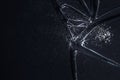 Glass black surface white shards big detail Royalty Free Stock Photo