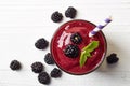 Glass of blackberry smoothie Royalty Free Stock Photo