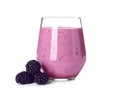 Glass with blackberry yogurt smoothie