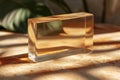 Glass block on table Royalty Free Stock Photo