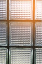 Glass block wall detail texture and background art in a building. Royalty Free Stock Photo