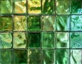glass blocks wall texture, glass tile background, green color, flat lay view Royalty Free Stock Photo