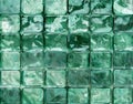 glass blocks wall texture, glass tile background, green color, flat lay view Royalty Free Stock Photo