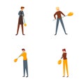 Glass blower icons set cartoon vector. Glassworker character working with glass Royalty Free Stock Photo