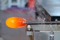 Glass blower manufacturing process Royalty Free Stock Photo
