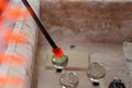 Glass blower manufacturing process Royalty Free Stock Photo