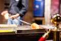 Glass blower at work in workshop in Murano, Italy Royalty Free Stock Photo