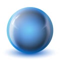 Glass blue ball or precious pearl. Glossy realistic ball, 3D abstract vector illustration highlighted on a white background. Royalty Free Stock Photo