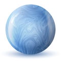 Glass blue ball or precious pearl. Glossy realistic ball, 3D abstract vector illustration highlighted on a white background. Royalty Free Stock Photo