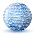 Glass blue ball or precious pearl. Glossy realistic ball, 3D abstract vector illustration highlighted on a white background. Royalty Free Stock Photo