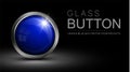 Glass blue button for web design and other projects Royalty Free Stock Photo