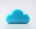 Glass blue cloud icon isolated on white. 3D rendering. Royalty Free Stock Photo