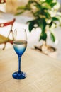 Glass of blue color with champagne table i Royalty Free Stock Photo