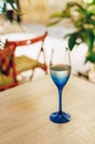 Glass of blue color with champagne table i Royalty Free Stock Photo