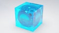 Glass blue cube with sphere Royalty Free Stock Photo