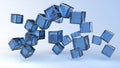 Glass blue cubes in the air Royalty Free Stock Photo