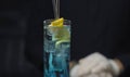 Glass of Blue Lagoon Cocktail Royalty Free Stock Photo