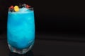 Glass of blue lagoon cocktail