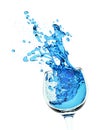 Glass with blue liquid splash, 3d illustration Royalty Free Stock Photo