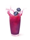 Glass of Blueberry juice splash with blueberry fruits Royalty Free Stock Photo