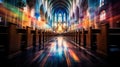 glass blurred catholic church interior Royalty Free Stock Photo