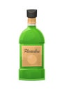 Glass bottle of absinthe on white background