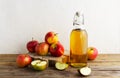 A glass bottle of apple juice, cider, vinegar Royalty Free Stock Photo