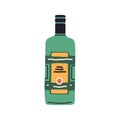 Glass bottle of becherovka with label. Traditional Czech alcoholic beverage. Colored flat vector illustration isolated Royalty Free Stock Photo