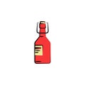 glass bottle of beer colored sketch style icon. Element of beer icon for mobile concept and web apps. Hand drawn glass bottle of b Royalty Free Stock Photo