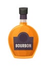 Glass bottle of Bourbon on white background