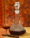 Glass and bottle of brandy Royalty Free Stock Photo