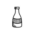Glass bottle container logo icon free hand drawing vector illustration