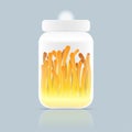 A glass bottle of Cordyceps cartoon vector illustration design.`Ophiocordyceps sinensis` is a mushroom.