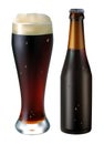 Glass and bottle of dark beer